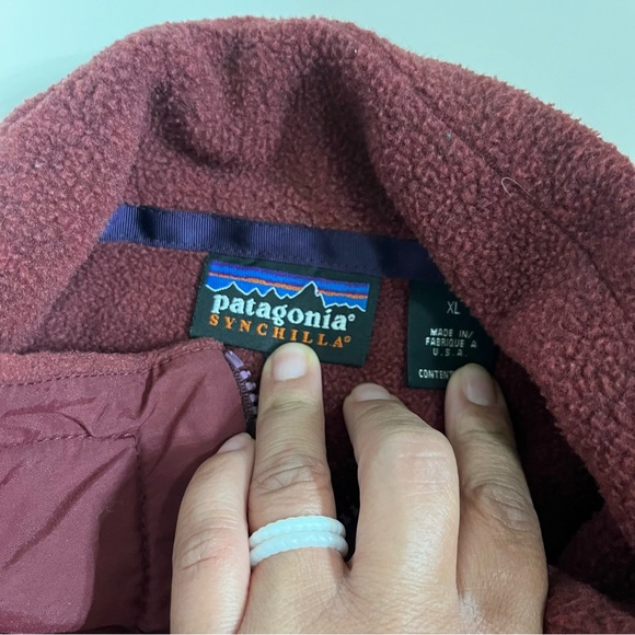 Patagonia Vintage Synchilla Men Size XL Red Rust Zip Made in USA - Picture 4 of 5